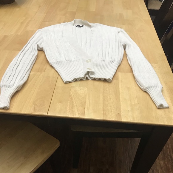 DYNAMITE Ribbed White Cardigan - Picture 2 of 3